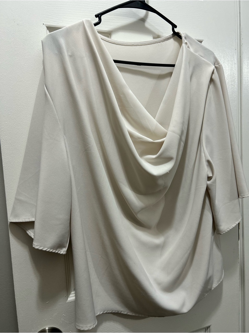 Draped Cowl Neck Women's Top in Ivory